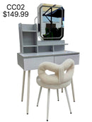 Gray Modern Vanity Set With Butterfly Chair