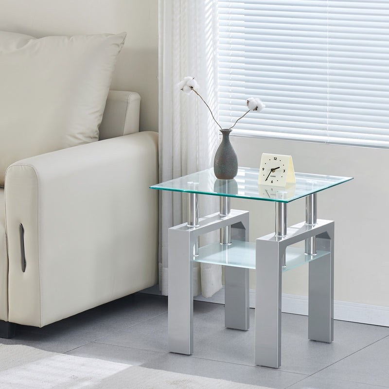 Modern Double Layer Glass Side Table