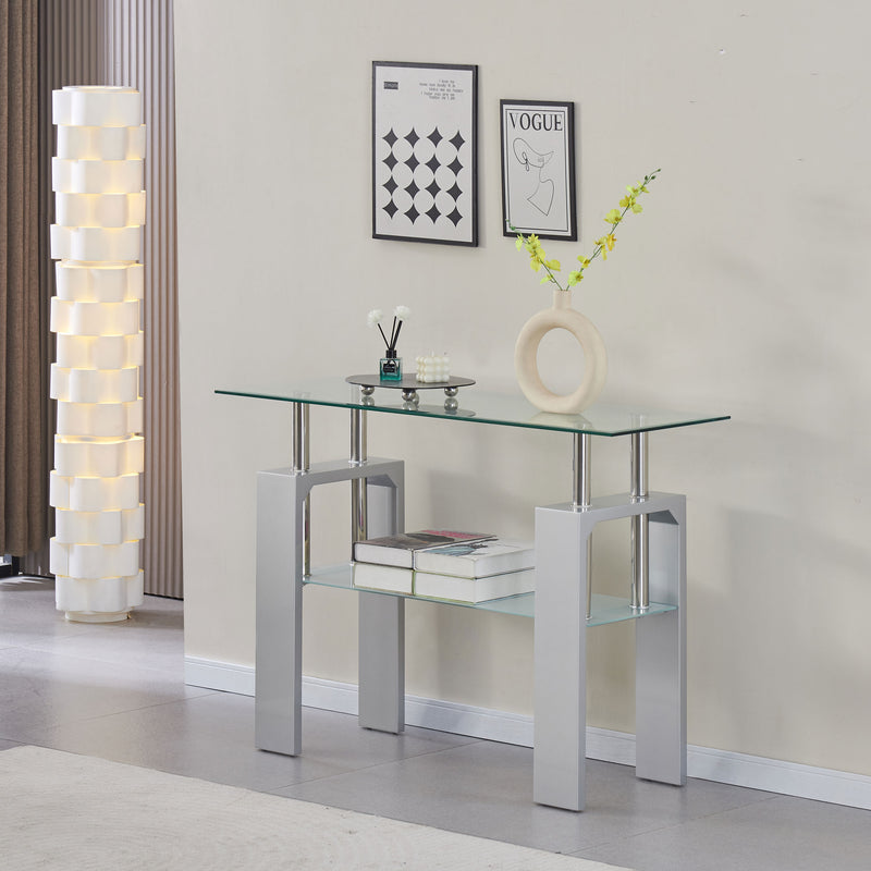 Modern Double Layer Glass Console