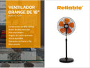 18" Orange Heavy Duty Stand Fan