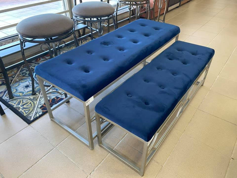 Tufted Blue Ottoman