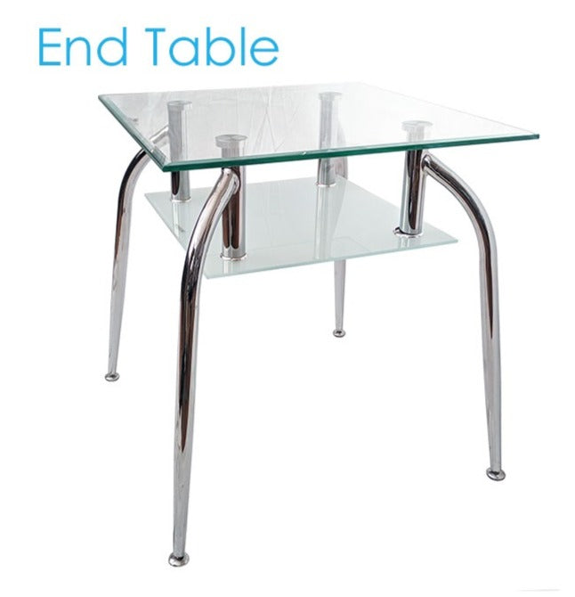 Glass & Metal Square End Table