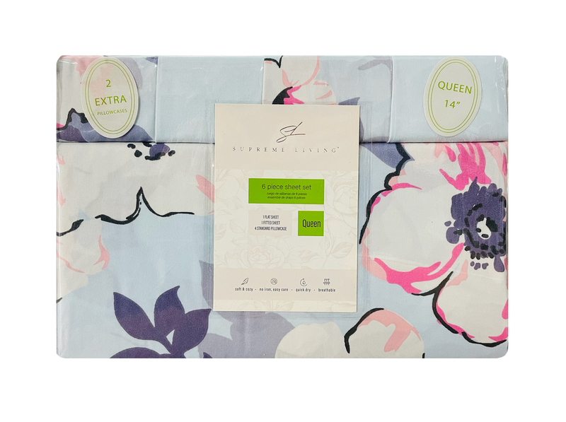 Supreme Living Floral Sheet Set 6pc QUEEN