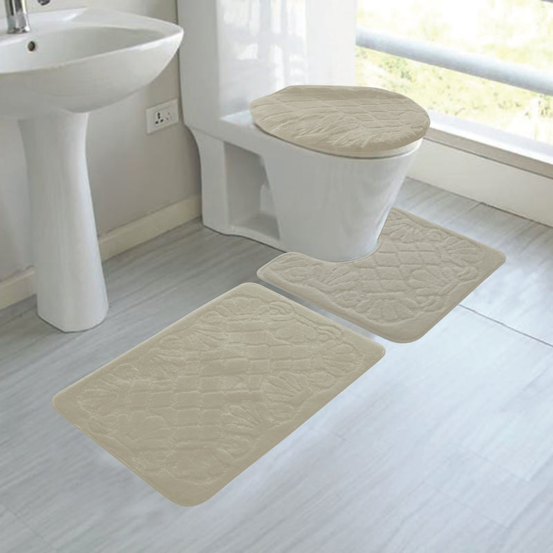 Trisha Bathroom 3 Piece Rug Set