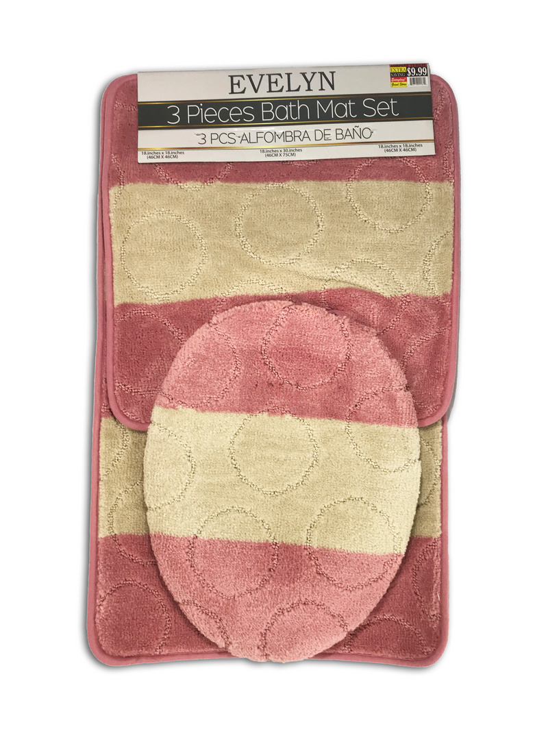 Evelyn 3 Pieces Bath Mat Set