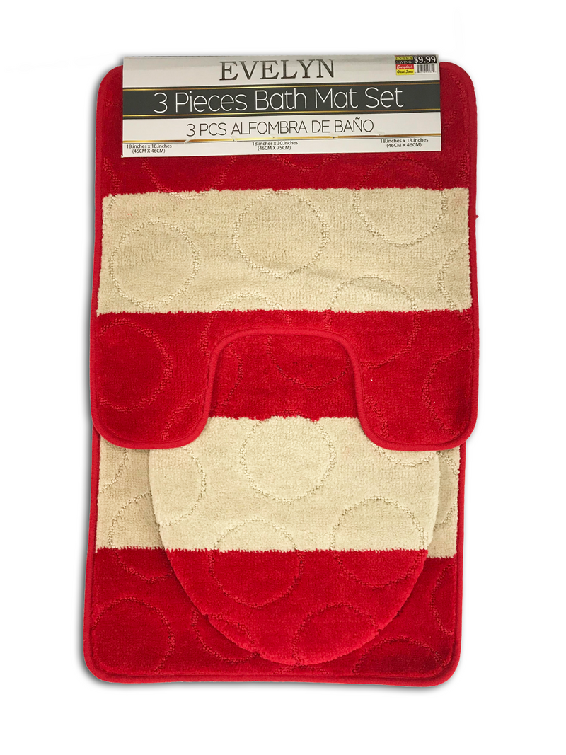 Evelyn 3 Pieces Bath Mat Set